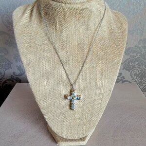 Blue Topaz Cross Necklace